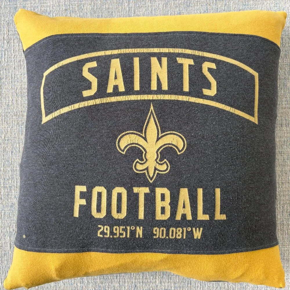 New Orleans Saints NFL Handmade reworked t-shirt 16x16 throw Pillow Cover